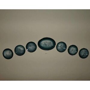 Vintage Buffalo Pottery Wildlife Collector Plate Set 7 Hunting Scenes